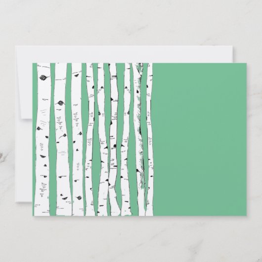 PeaPod Green Birch Tree Wedding Invitations Kaart (Achterkant)