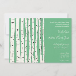 PeaPod Green Birch Tree Wedding Invitations Kaart