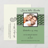 PeaPod Green Paisley bewaar de datum waarop je fot Aankondigingskaart (Voorkant / Achterkant)