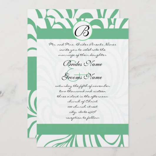 PeaPod Groene wervelingen Bruiloft Uitnodigingen (Voorkant / Achterkant)