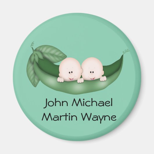 Peapod Twins Baby shower Favors Magneet (Voorkant)