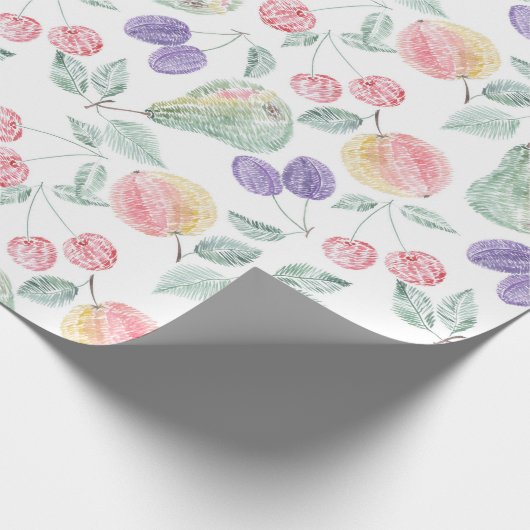 Pear, Apple, kersen, pruim, fruitmix, stijlvolle p Cadeaupapier (Hoek)