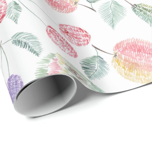 Pear, Apple, kersen, pruim, fruitmix, stijlvolle p Cadeaupapier (Rol Hoek)