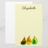 Pear art schattige waterverf — Papier voor fruit (Voorkant / Achterkant)
