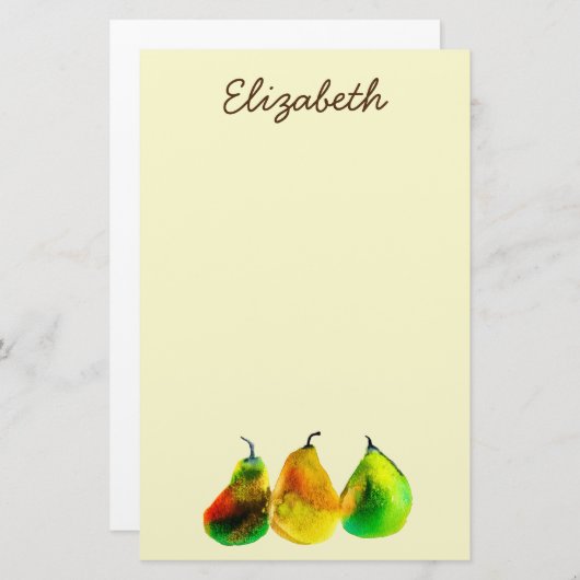 Pear art schattige waterverf — Papier voor fruit (Voorkant / Achterkant)