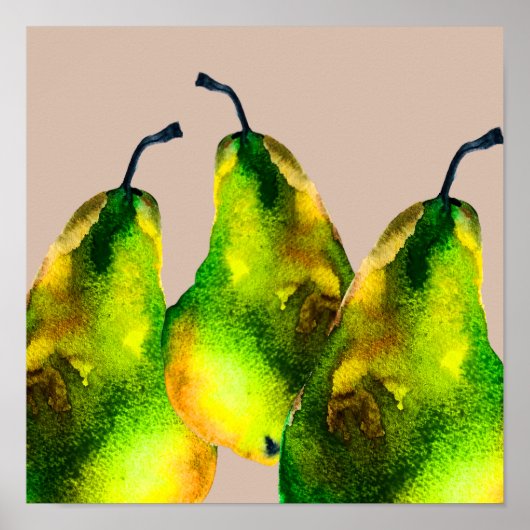 Pear art schattige waterverf poster (Voorkant)