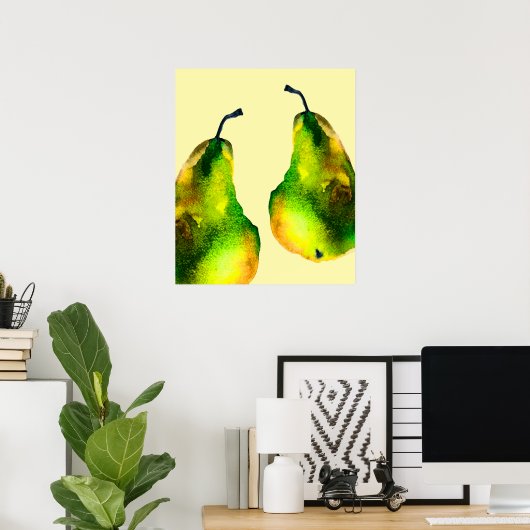 Pear art schattige waterverf poster (Thuiskantoor)
