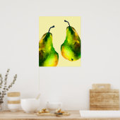 Pear art schattige waterverf poster (Keuken)