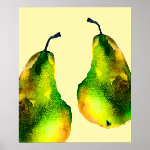 Pear art schattige waterverf poster