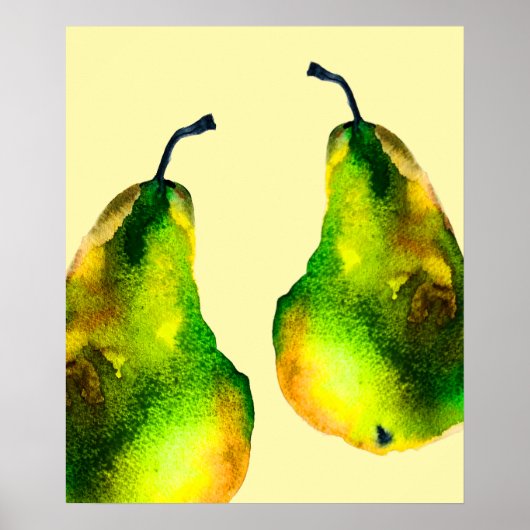 Pear art schattige waterverf poster (Voorkant)