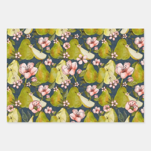 Pear Blossom Gift Wrap - set of 3 Inpakpapier Vel (Voorkant 3)