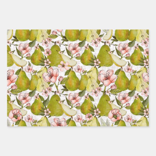 Pear Blossom Gift Wrap - set of 3 Inpakpapier Vel (Voorkant 2)