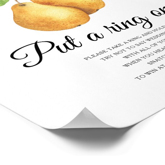 Pear bridal shower Put a ring on it game Poster (Hoek)