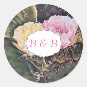 PEAR CACTUS FLOWERS RONDE STICKER