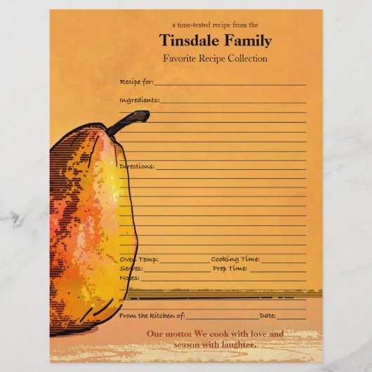 Pear Engraving Custom Family Recippage (Voorkant)