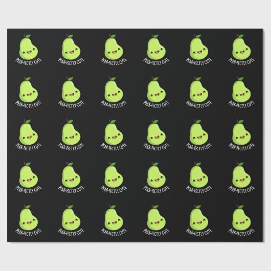 Pear-fectly Schattige Fruit Pear Pun Dark BG Cadeaupapier (Vlak)