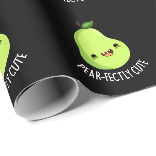 Pear-fectly Schattige Fruit Pear Pun Dark BG Cadeaupapier (Rol Hoek)