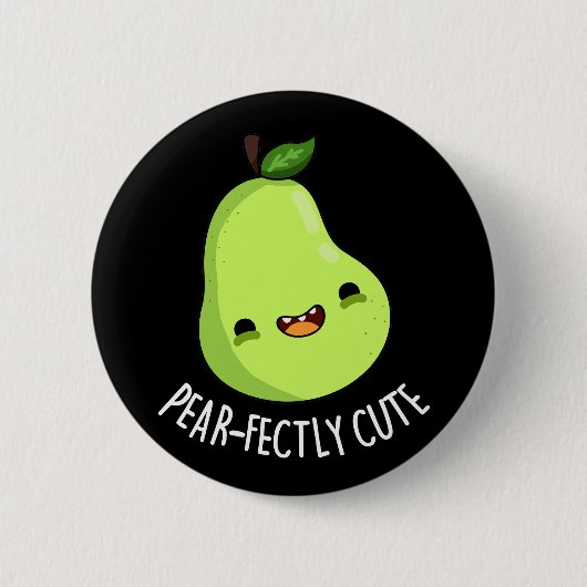 Pear-fectly Schattige Fruit Pear Pun Dark BG Ronde Button 5,7 Cm (Voorkant)