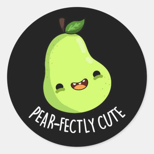 Pear-fectly Schattige Fruit Pear Pun Dark BG Ronde Sticker (Voorkant)