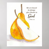 Pear Fresh Fruit Kitchen Scripture Give Thanks Poster (Voorkant)