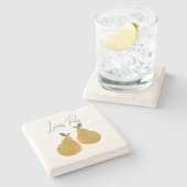 Pear Fruit Illustration  Stenen Onderzetter (Zijkant)