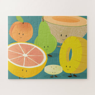Pear Grapefruit Pineappel Peach Cartoon Cute Food Legpuzzel