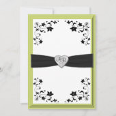 Pear Green en Black Monogrammed Invitation Kaart (Voorkant)