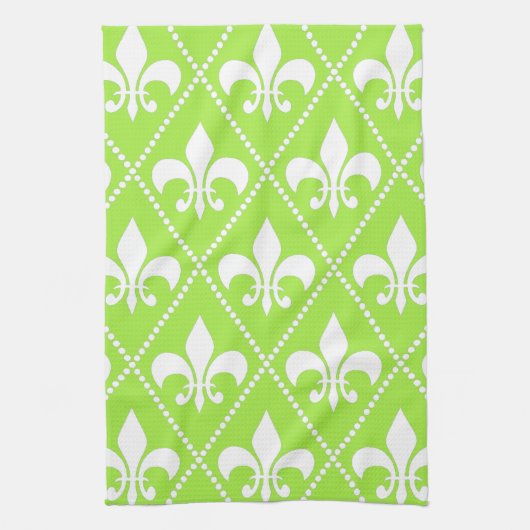 Pear Green Fleur de Lis Theedoek (Verticaal)