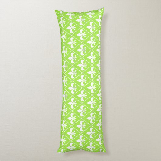Pear Green Fleur de Lys Lichaamskussen (Achterkant (Verticaal))