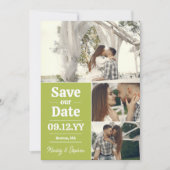 Pear Green Typography Photo Collage Save the Date (Voorkant)