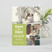 Pear Green Typography Photo Collage Save the Date (Staand voorkant)