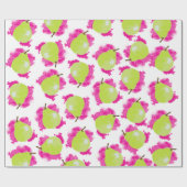 Pear Illustratie met roze Waterverf Splash Cadeaupapier (Vlak)