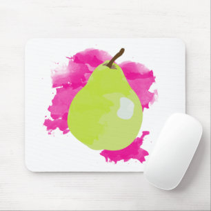Pear Illustratie met roze Waterverf Splash Muismat