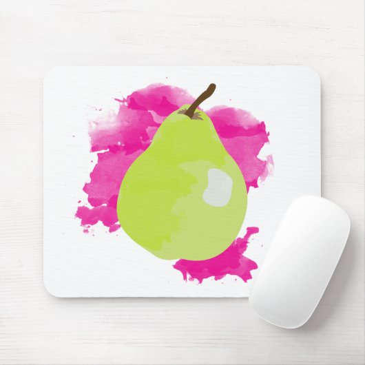 Pear Illustratie met roze Waterverf Splash Muismat (Met muis)