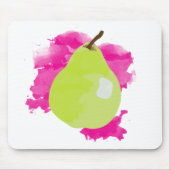 Pear Illustratie met roze Waterverf Splash Muismat (Voorkant)