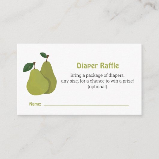 Pear koppels baby shower Luier Raffle Informatiekaartje (Voorkant)