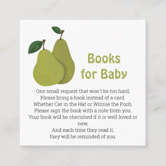 Pear koppels boeken voor baby informatiekaartje (Voorkant)