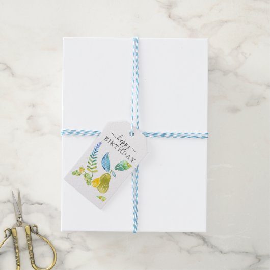 Pear & Lemons HAPPY BIRTHDAY Cadeau Label Cadeaulabel (Met Touw)