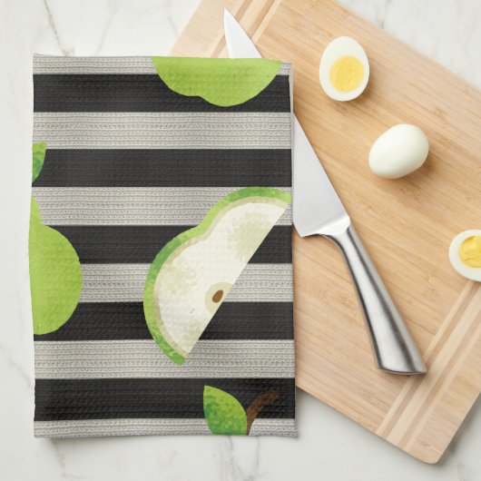 Pear Modern Black & White Stripes Theedoek (Quarter Fold)