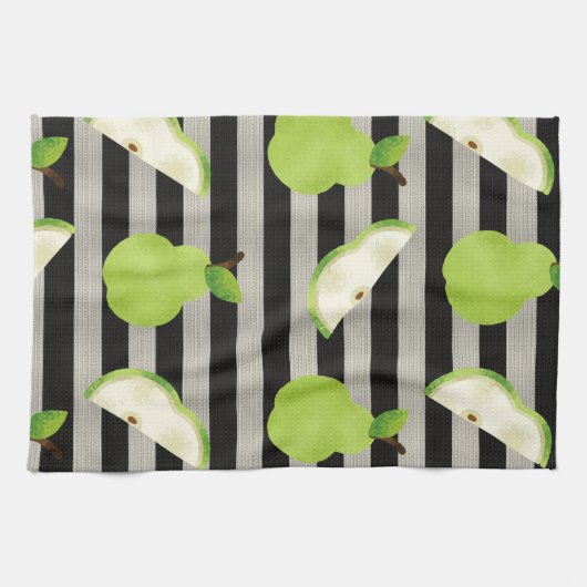 Pear Modern Black & White Stripes Theedoek (Horizontaal)