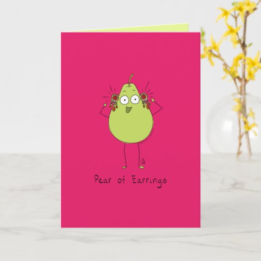 Pear of Earrings - Funny Pear Pun Kaart (Gele Bloem)