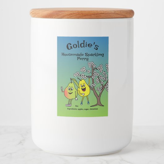 Pear Pals Funny Cartoon Compote Pie en meer Voedselcontainer Etiket (Voorkant)