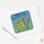 Pear Pals Funny Cartoon Sauce Pie en meer Vierkante Sticker (Envelop)