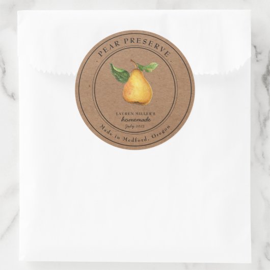 Pear Preserve Kraft papier Inblikken label (Tas)