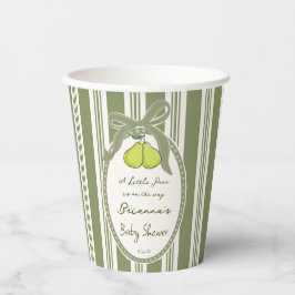 Pear sage green retro stripes baby shower custom papieren bekers