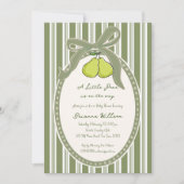 Pear sage green retro stripes baby shower kaart (Voorkant)