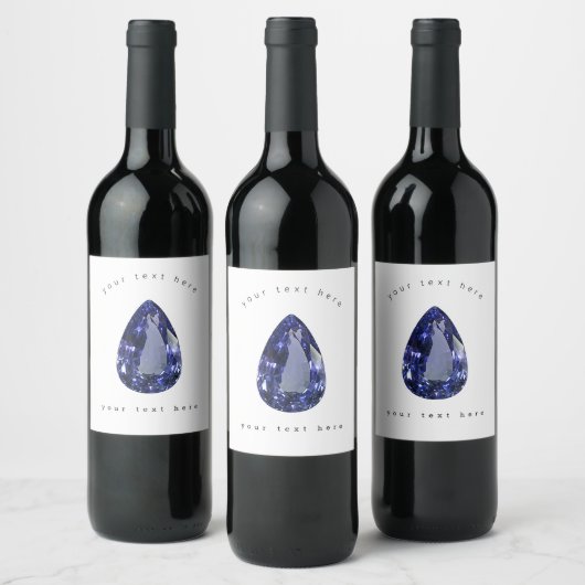 Pear shaped Sapphire Blue Wijn Etiket (Flessen)