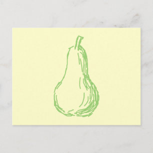 Pear Sketch. De illustratie van de lijn in groen. Briefkaart