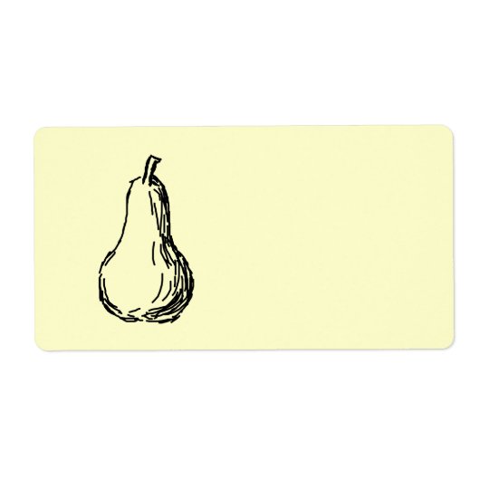 Pear Sketch. Lijnillustratie in zwart. Etiket (Voorkant)