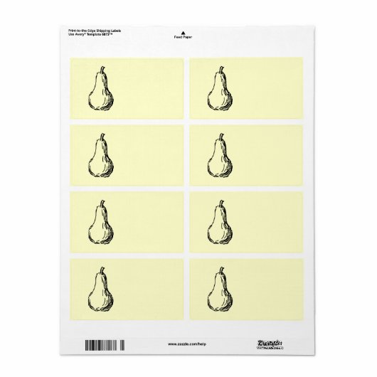 Pear Sketch. Lijnillustratie in zwart. Etiket (Full Sheet)